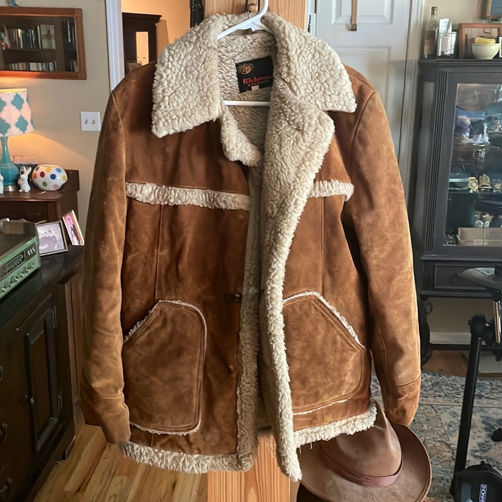 Richman Brothers suede leather jacket with Sherpa lining.